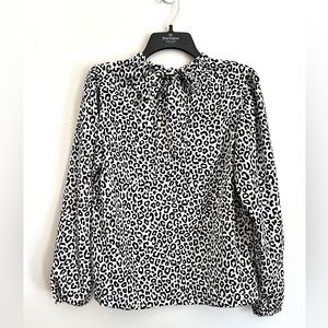 Animal Print Tie-Back Blouse, Size Small
